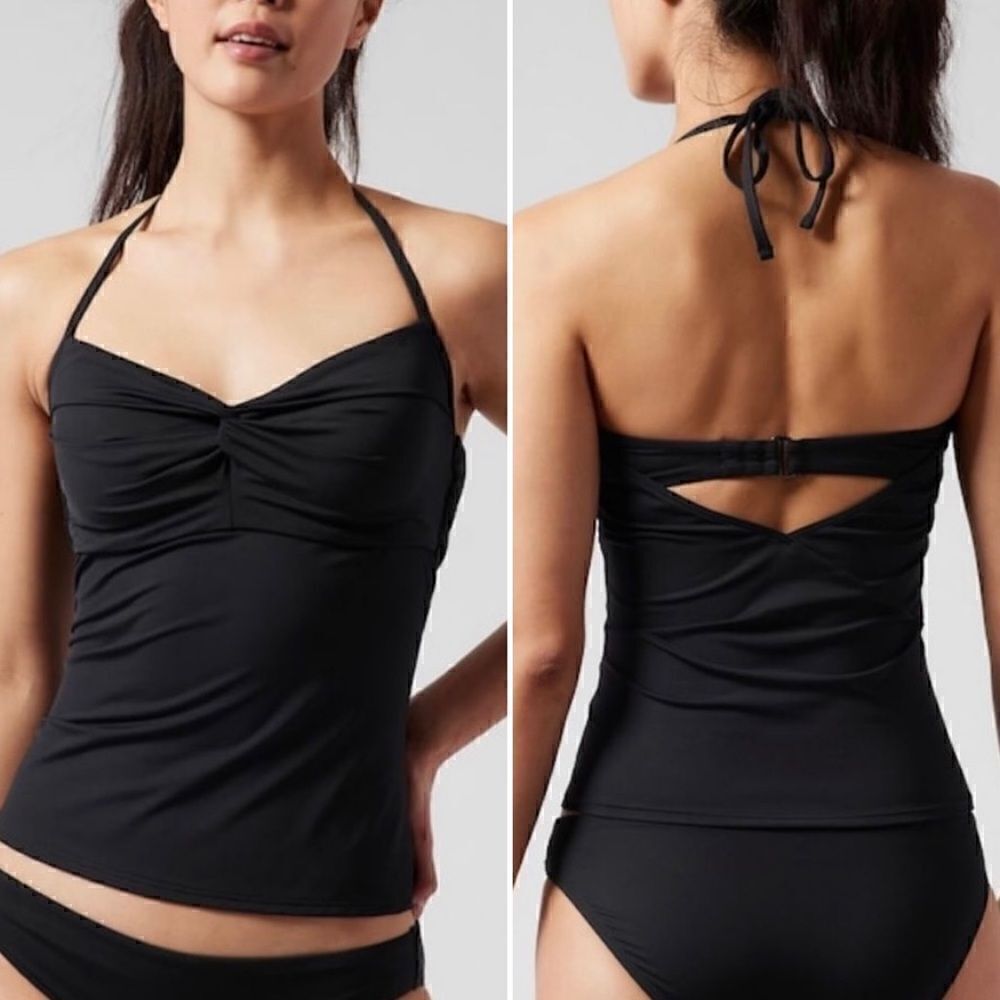 ATHLETA Hampton Bra Cup Tankini Swim Top, Black, Size 32B/C NWT $89